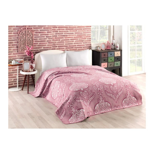 Symbolic rózsaszín pamutkeverék takaró, 180 x 220 cm