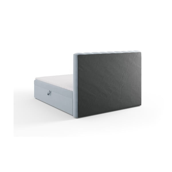 Világoskék boxspring ágy tárolóhellyel 180x200 cm Gina – Milo Casa-image-4