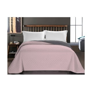 Axel rózsaszín-fekete kétoldalas mikroszálas ágytakaró, 260 x 280 cm - DecoKing