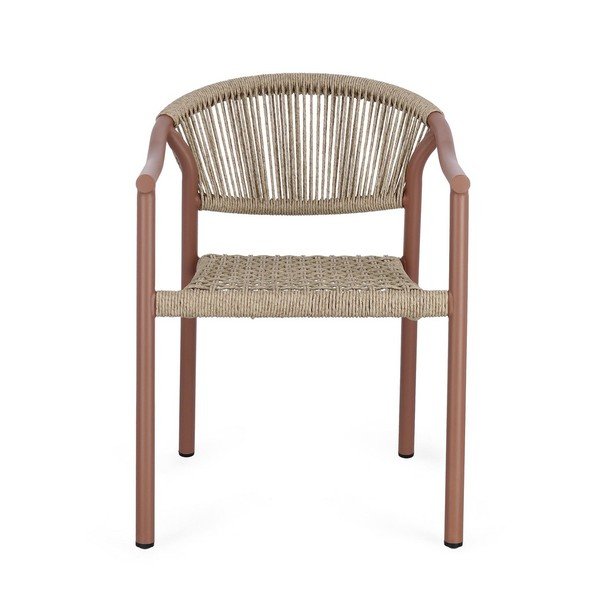 Piros-natúr színű fém kerti szék Canarias – Bizzotto-image-2