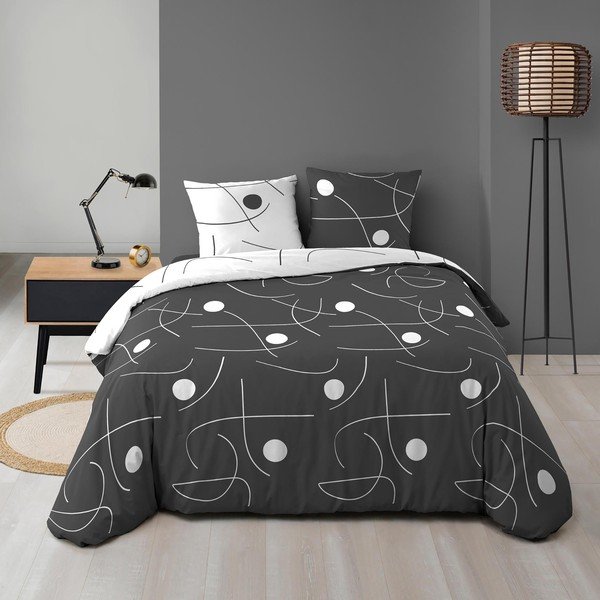 Fehér-sötétszürke kétszemélyes-hosszabbított háromrészes mikroszálas ágyneműhuzat 240x220 cm Sonate – douceur d'intérieur-image-2