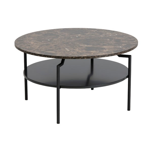Goldington fekete-barna kerek dohányzóasztal, ø 80 cm - Actona