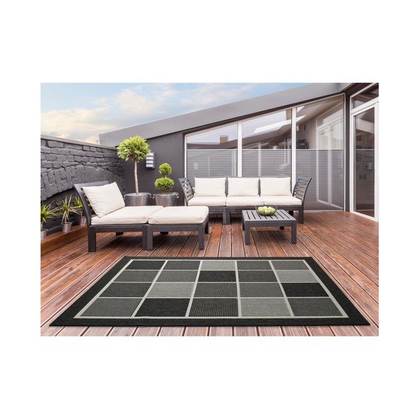 Nicol Squares fekete-szürke kültéri szőnyeg, 120 x 170 cm - Universal-image-2