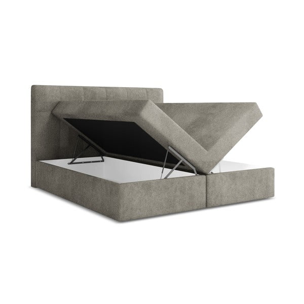 Szürke ágyneműtartós boxspring ágy 160x200 cm Palta – Makamii-image-1