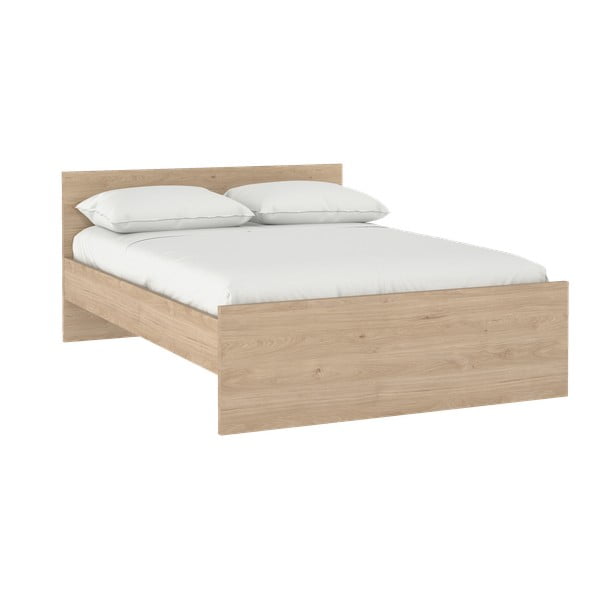 Natúr színű franciaágy ágyrács nélkül 140x200 cm tölgyfa dekorral Naia – Tvilum