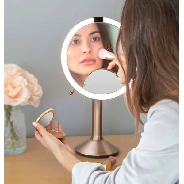 Kozmetikai tükör világítással-nagyítós (ötszörös) ø 20 cm Sensor Trio – simplehuman-image-1