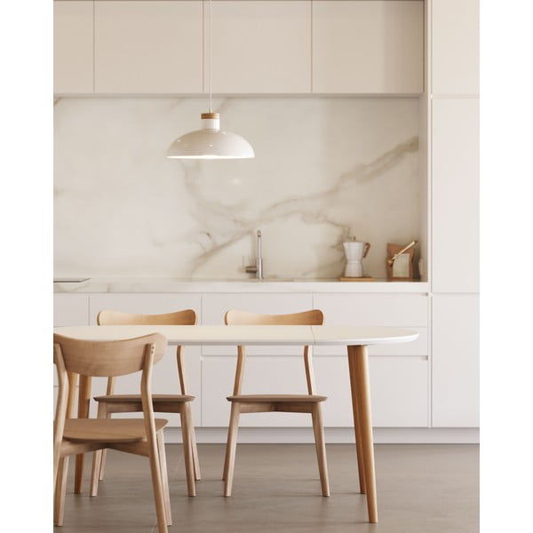 Fehér kerek bővíthető étkezőasztal fehér asztallappal ø 90 cm Oqui – Kave Home-image-2