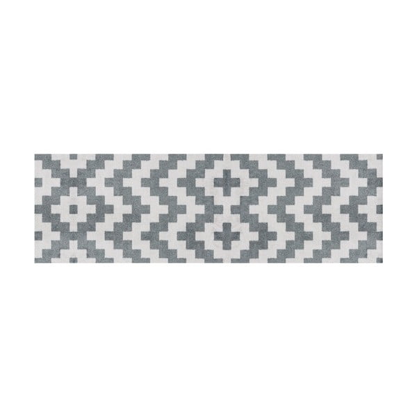 Zic Zac szürke mintás futószőnyeg, 150 x 50 cm - White Label
