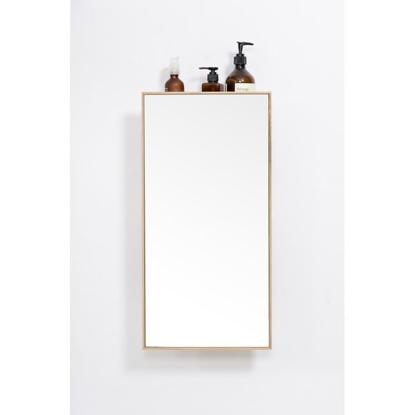 Natúr színű tölgyfa polc tükörrel 31x61,5 cm Slimline - Wireworks-image-3