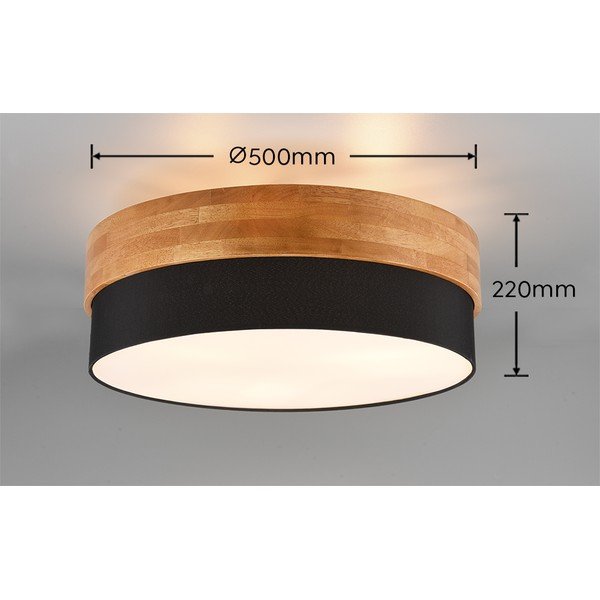 Fekete-natúr színű mennyezeti lámpa textil búrával Seasons – Trio-image-4