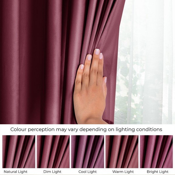 Borvörös-rózsaszín bársony dimout (részleges sötétítő) függöny 140x270 cm Eyelets – Restilo-image-4