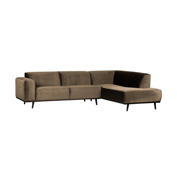 Szürke-barna bársony sarokkanapé (jobb oldali-L alakú) Statement – WOOOD-image-1