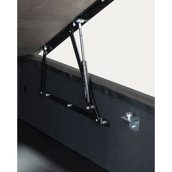 Fekete kárpitozott ágyneműtartós egyszemélyes ágy 90x190 cm Matters – Kave Home-image-4