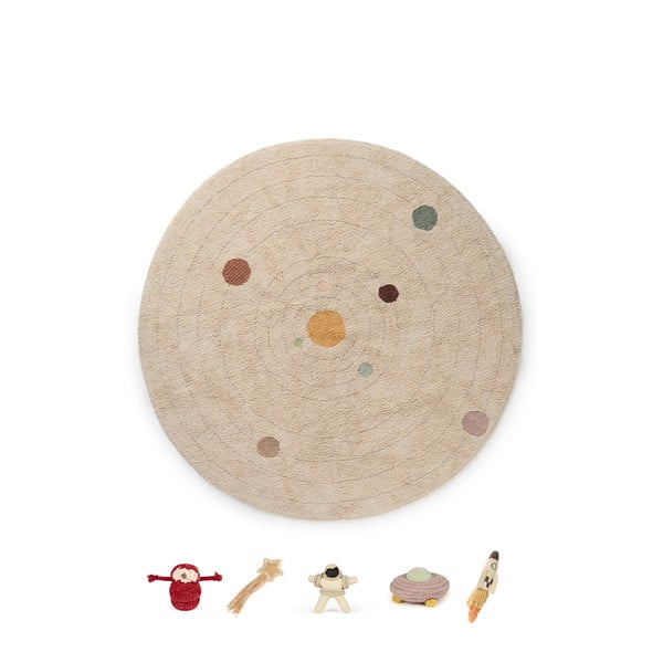 Bézs pamut gyerek játszószőnyeg ø150 cm Solar System – Lorena Canals