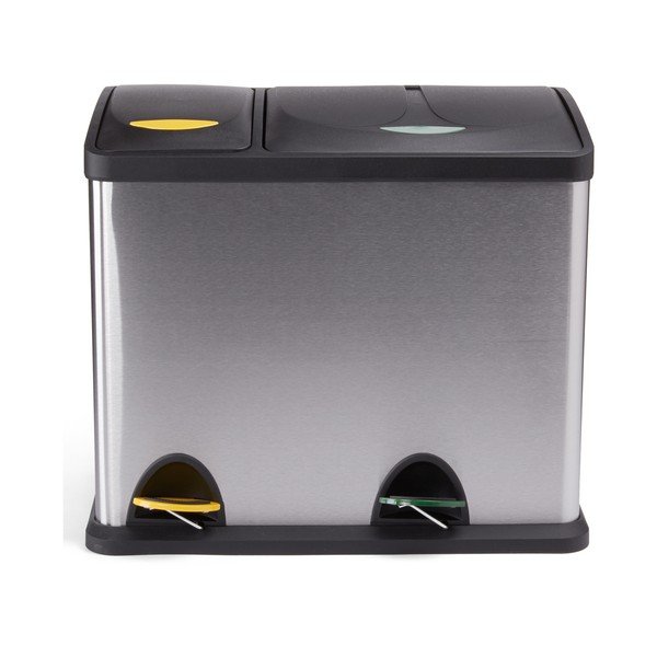 Matt ezüstszínű acél szelektív pedálos szemetes 18+8 l   Tri Selectif – MSV-image-3