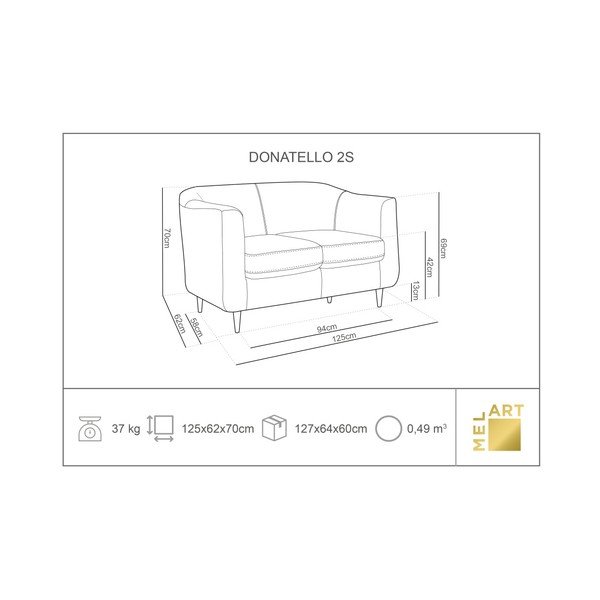 Glam piros bársony kanapé, 125 cm - Kooko Home-image-2