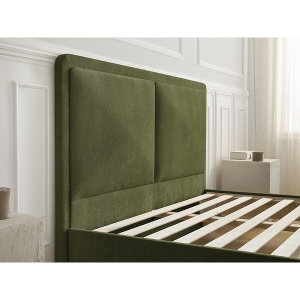 Zöld kárpitozott kárpitozott franciaágy ágyráccsal 140x190 cm Mara – Bobochic Paris-image-4