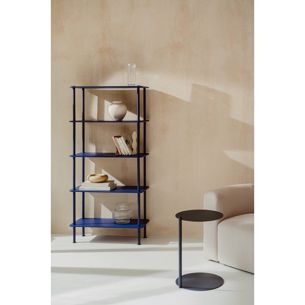 Kék polcos állvány tölgyfa dekorral 80x163x35 cm Teidi – noo.ma-image-1