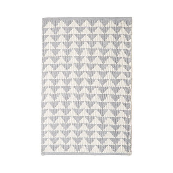 Triangle szürke kézzel szőtt pamut szőnyeg, 60 x 90 cm - Pipsa