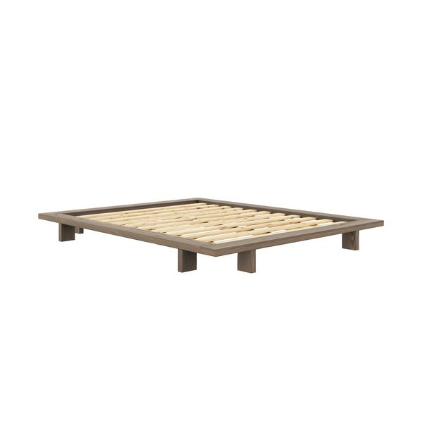 Barna borovi fenyő franciaágy ágyráccsal 160x200 cm Japan – Karup Design