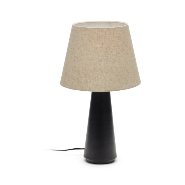 Fekete-bézs asztali lámpa textil búrával (magasság 60 cm) Torrent – Kave Home
