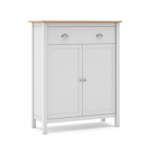 Fehér-natúr színű borovi fenyő magas komód 90x110 cm Misti – Marckeric-image-2