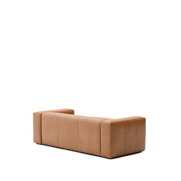 Barna bőr sarokkanapé (jobb oldali-heverő résszel) Blok – Kave Home-image-2