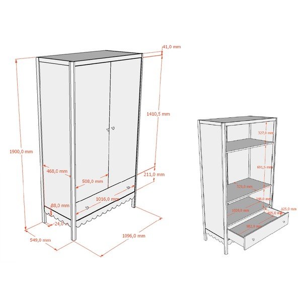 Bézs gyerek ruhásszekrény 110x190x55 cm Swingo – Vipack-image-3