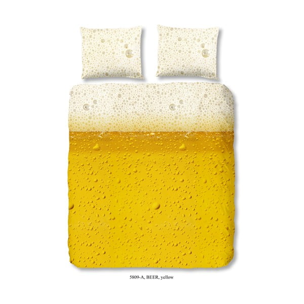 Beer sárga egyszemélyes ágynemű garnitúra pamutból, 135 x 200 cm - Good Morning