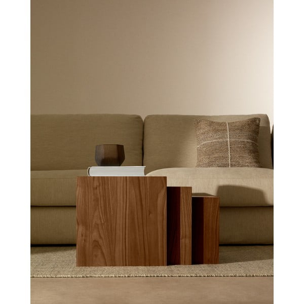 Tárolóasztal szett  diófa dekorral 3 db-os 40x60 cm Litto – Kave Home-image-4