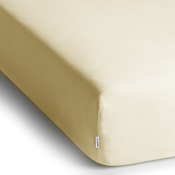 Krémszínű gumis jersey lepedő 200x200 cm Amber – Restilo-image-2