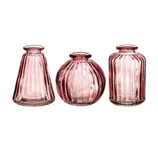 Bud 3 db-os rózsaszín üveg váza szett - Sass & Belle