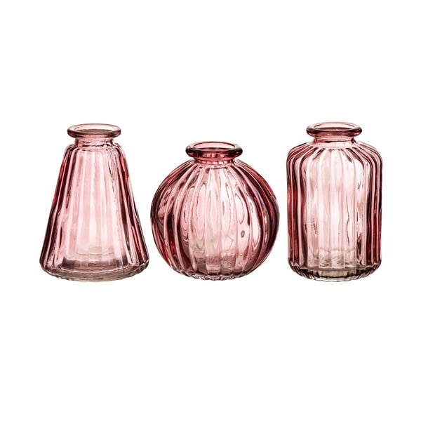 Bud 3 db-os rózsaszín üveg váza szett - Sass & Belle