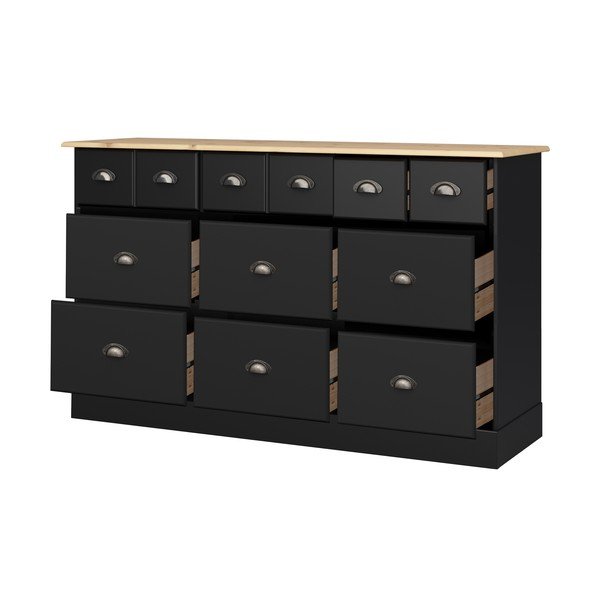 Leander fekete 9 fiókos komód - Støraa-image-2