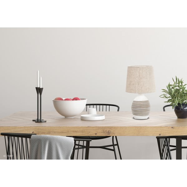 Bézs asztali lámpa textil búrával (magasság 35 cm) Ambon – Candellux Lighting-image-1