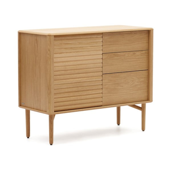 Natúr színű alacsony komód tölgyfa dekorral 105x86 cm Lenon – Kave Home-image-2