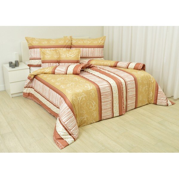 Sárga-narancssárga kétszemélyes-hosszabbított pamut-szatén ágyneműhuzat 200x220 cm Stripes 