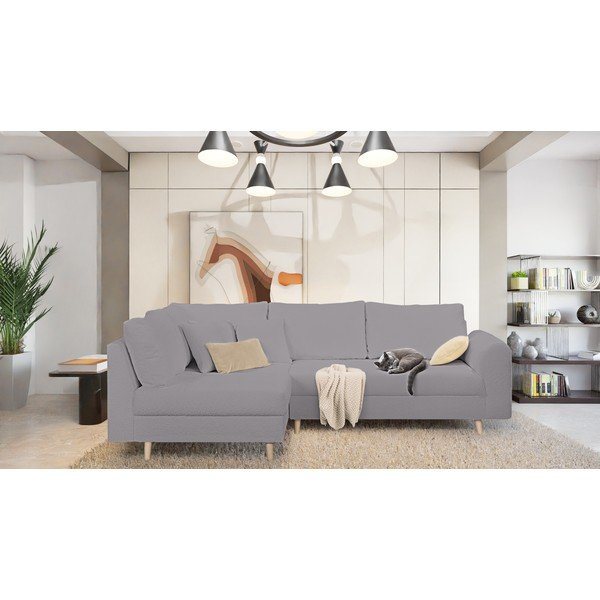 Sötétszürke buklé sarokkanapé (bal oldali) Ariella – Ropez-image-1