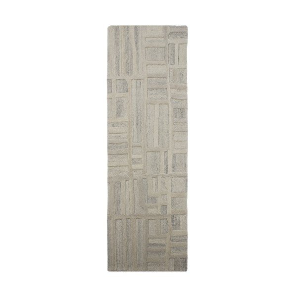 Szürkésbézs kézi szövésű gyapjú futószőnyeg 80x300 cm Elva  – Flair Rugs