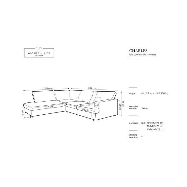 Daphne szürke bal oldali sarokkanapé - Windsor & Co Sofas-image-4