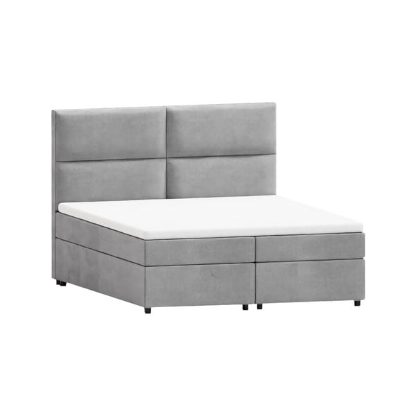 Világosszürke ágyneműtartós boxspring ágy 180x200 cm Rico – Ropez