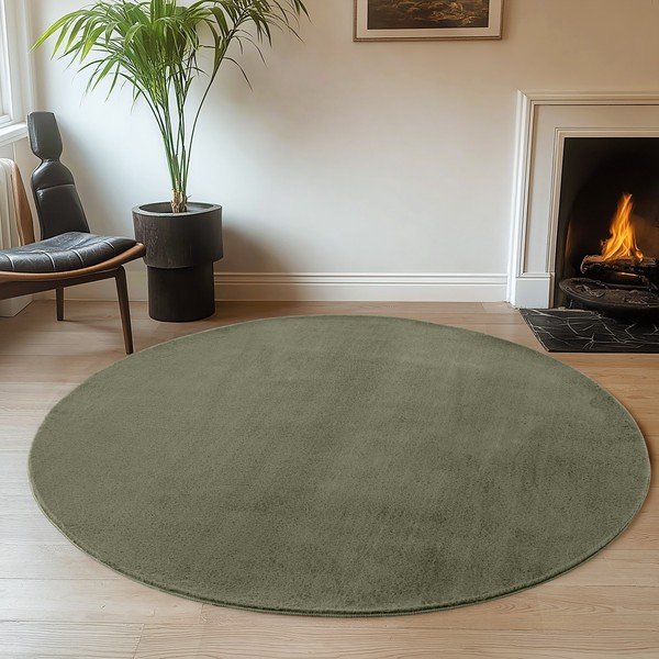 Khaki mosható kerek szőnyeg ø 120 cm Joy – Ayyildiz Carpets-image-1