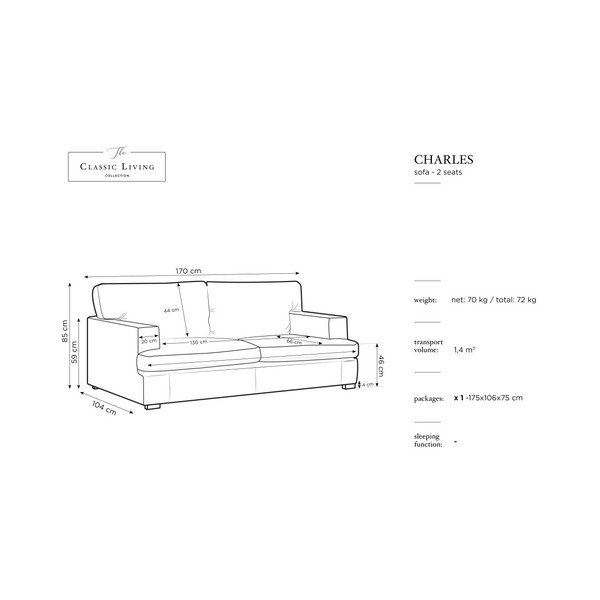 Daphne fekete kanapé, 170 cm - Windsor & Co Sofas-image-2