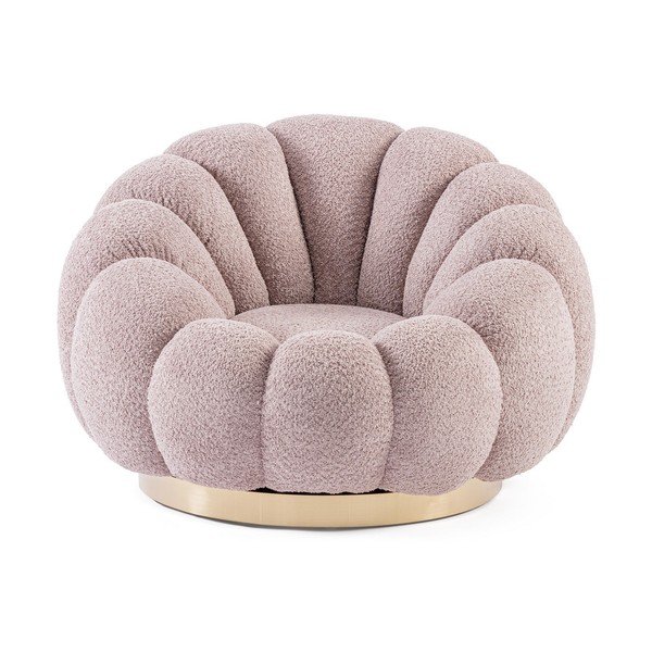 Rózsaszín forgó buklé fotel Florel – Bizzotto-image-2
