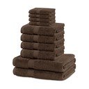 Barna frottír pamut törölköző és fürdőlepedő készlet 10 db-os Marina – DecoKing
