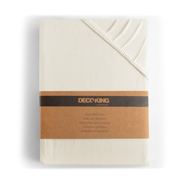 Fehér-krémszínű gumis jersey lepedő 240x200 cm Amber – Restilo-image-4