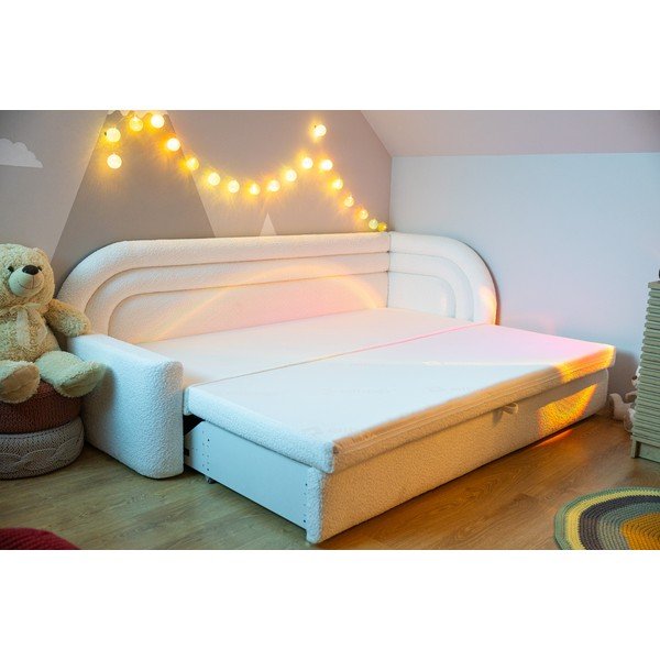 Krémszínű buklé kinyitható-tárolóhelyes kanapé bal oldali 223 cm Fabillo – ELTAP-image-1