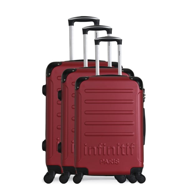 Horten-A 3 db-os borvörös gurulós bőrönd szett - Infinitif