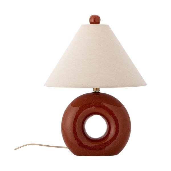 Piros-krémszínű kerámia asztali lámpa textil búrával (magasság 42 cm) Panja – Bloomingville