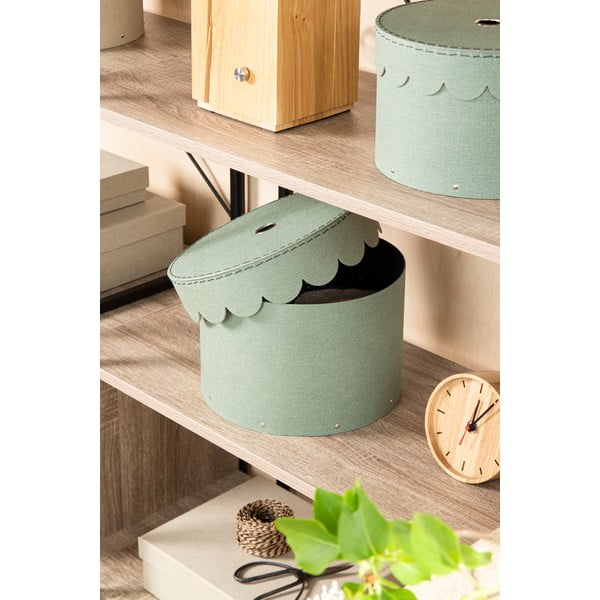 Kékeszöld fedeles karton tárolódoboz szett 2 db-os ø 26x17,5 cm Wilma Canvas Paper Laminate – Bigso-image-1